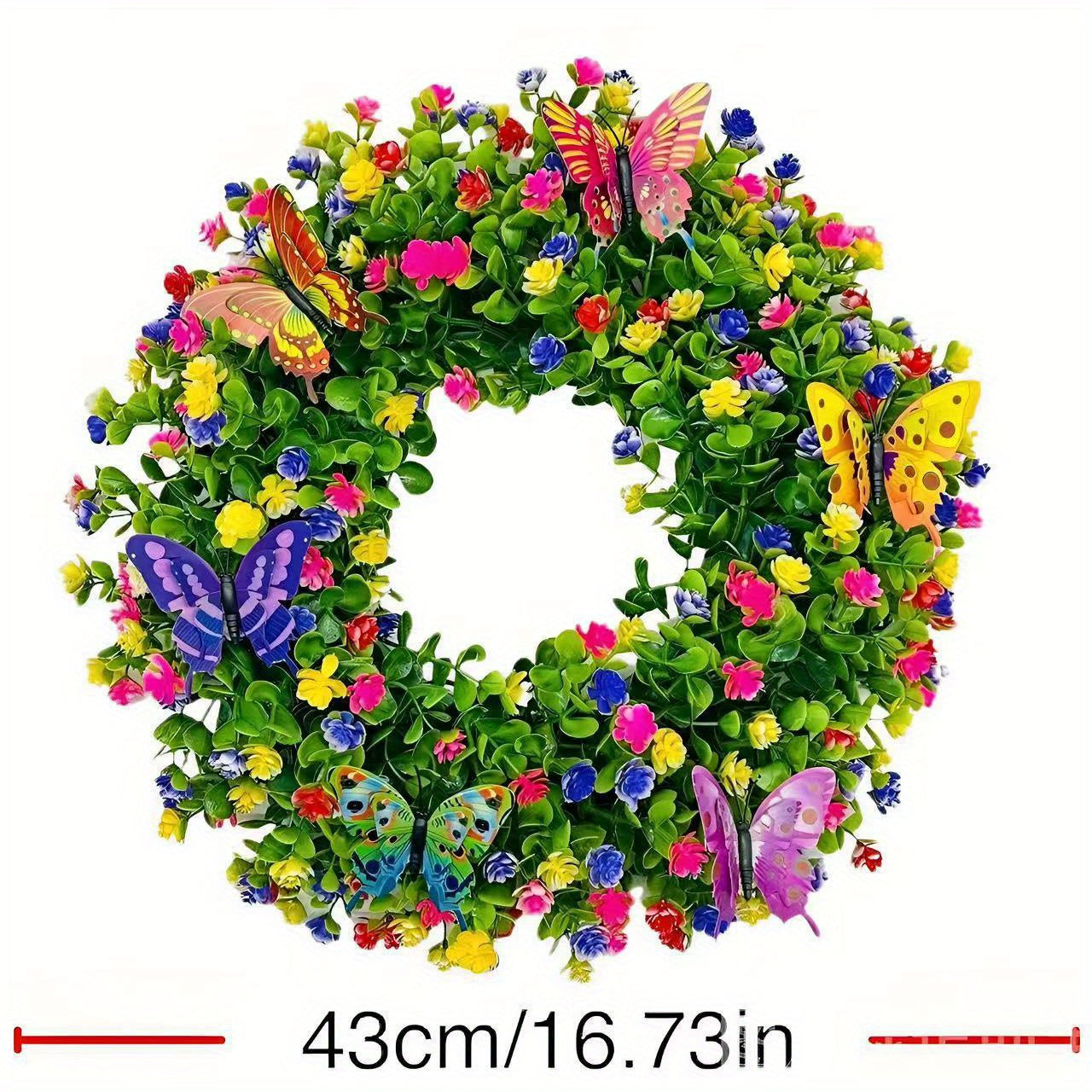 43cm/ 17in Faux Eucalyptus & Butterfly Wreath - Perfect for Spring, Summer, Easter, Mother'S Day, Thanksgiving Day & Graduation Decor | Ideal for Home, Garden, Patio, Front Door & Farmhouse 43cm/ 17in Faux Eucalyptus & Butterfly Wreath - Perfect for Spring, Summer, Easter, Mother'S Day, Thanksgiving Day & Graduation Decor | Ideal for Home, Garden, Patio, Front Door & Farmhouse